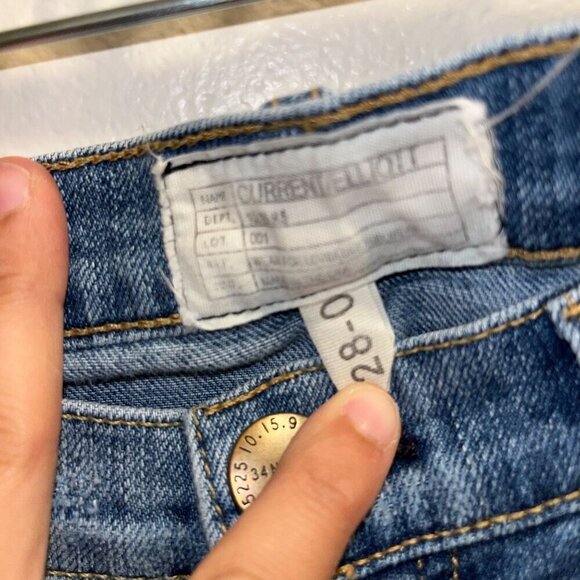 Current/Elliott The Stiletto Shredded Skinny Jeans Size 28 Blue Denim Womens - Picture 5 of 10
